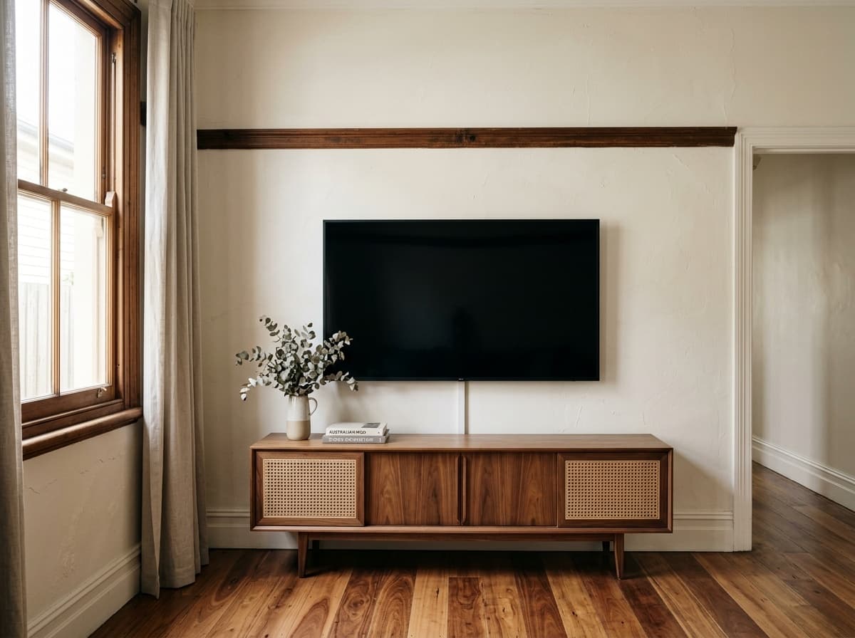 TV mounted level on a Wairoa Avenue Bondi terrace lath-and-plaster wall